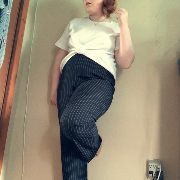 Helen Blake Pants - Vintage Pinstriped Black Pants